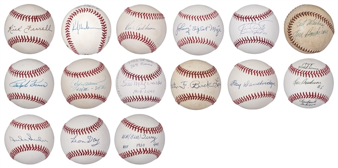 Lot of (15) Hall of Famers Signed Baseballs (PSA/DNA & JSA)